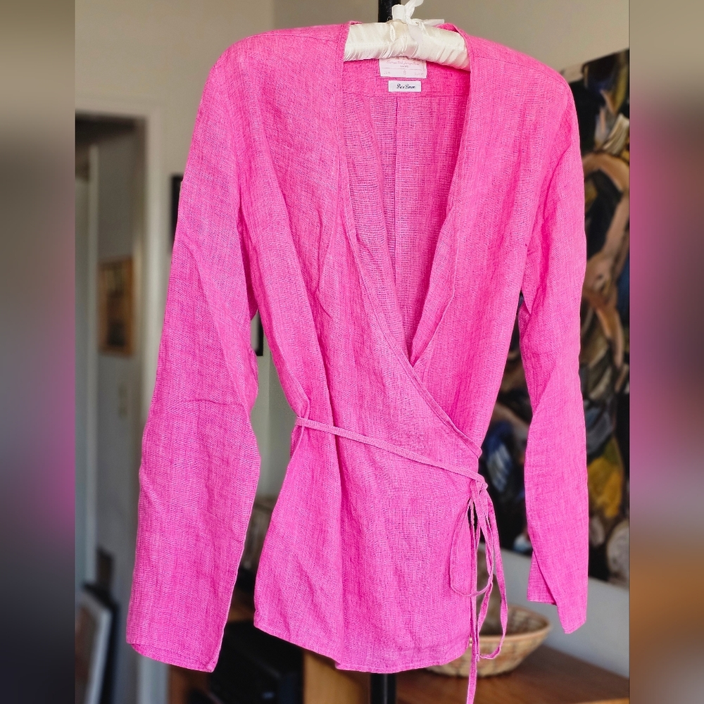Thomas Pink Womens Pure Linen Wrap Blouse - Picture 4 of 4